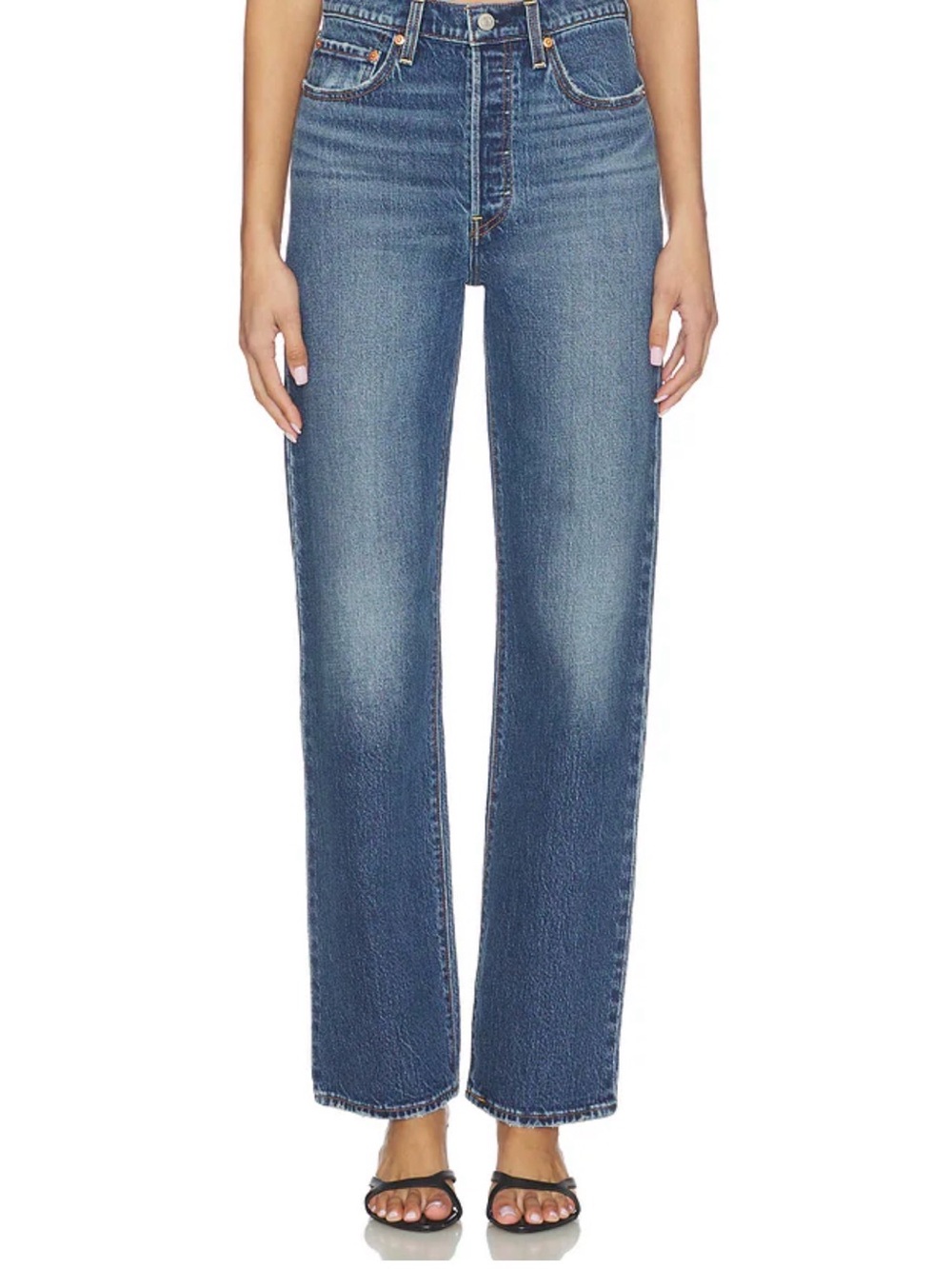 Levis Ribcage Ankle Straight Full Length Jeans Button Fly Medium Wash Women’s 27
